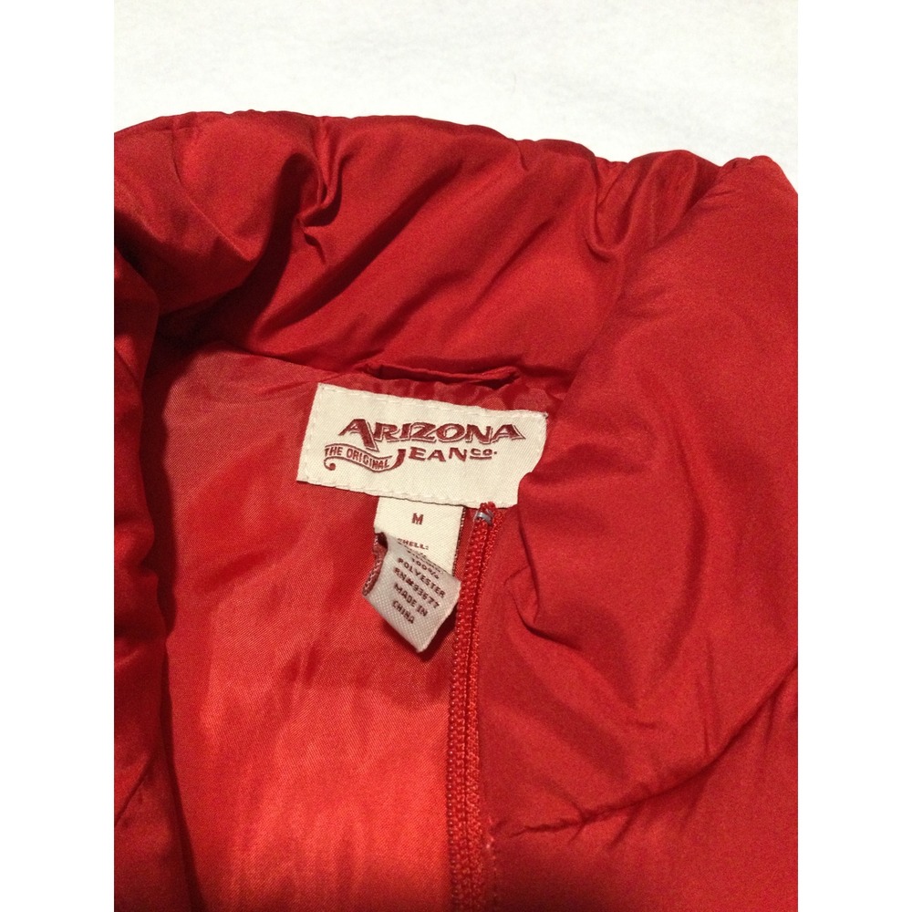 Arizona Jean Co Red Puffer Vest Mens Medium Full Zip Quilted Sleeveless Jacket - Picture 4 of 6